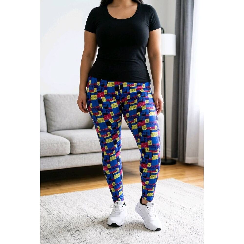 🔺️NWT LuLaRoe Blue, Red, & Yellow Leggings Tall & Curvy Size 12-18